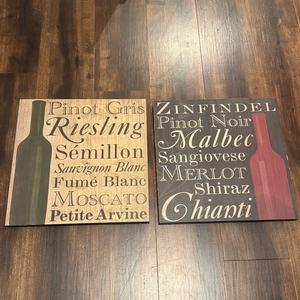 **Bundle** Set of Two Wine Themed Rustic Wall Art